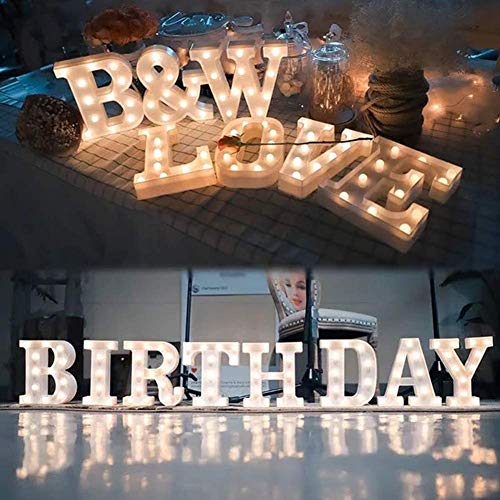 MIRADH LED Marquee Letter Lights Sign; Light Up Alphabet Letters for Wedding Birthday Party Christmas Home Bar Decoration; Warm White (Letter-A) ,Plastic - Image 5