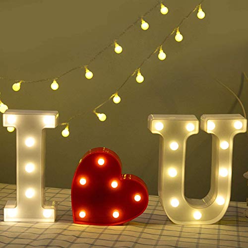 MIRADH LED Marquee Letter Lights Sign; Light Up Alphabet Letters for Wedding Birthday Party Christmas Home Bar Decoration; Warm White (Letter-A) ,Plastic - Image 3