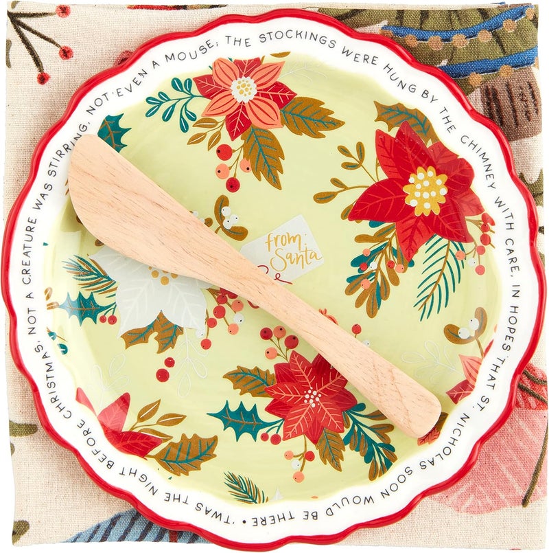 Mud Pie Appetizer Set plate 6 12 dia Poinsettia - Image 1