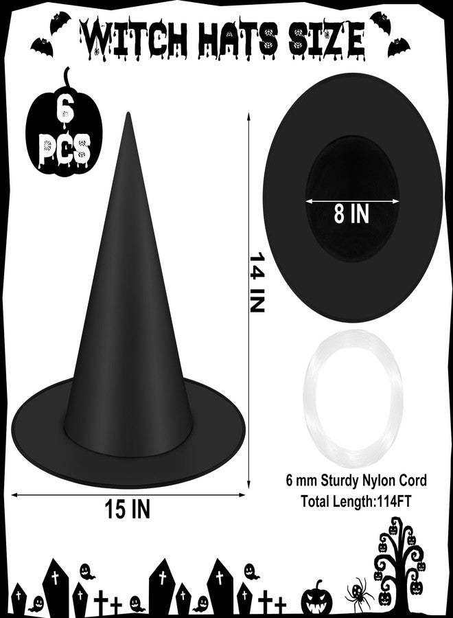 Helimoto 6PCS Halloween Witch Hats, Black Hanging Witch Hat - Image 2