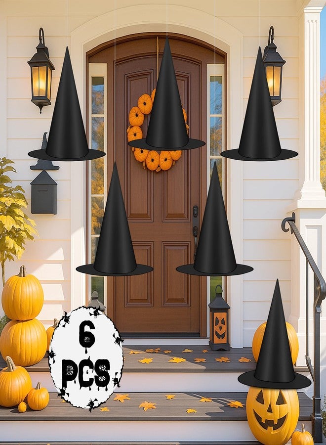 Helimoto 6PCS Halloween Witch Hats, Black Hanging Witch Hat - Image 1