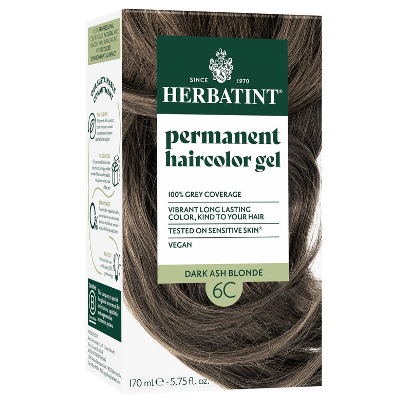Herbatint Permanent Hair Dye For Women - 6C Dark Ash Blonde - For Up To 100% Gray Coverage of Resistant Gray Hair - Ammonia-Free, Alcohol-Free & Vegan - Salon Influenced Hair Color 5.75 fl oz - Image 1