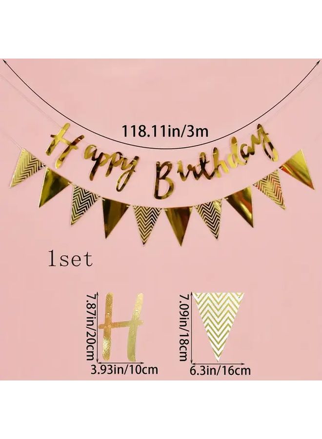Golden Happy Birthday Banner Garlands 2 Pack Paper Party Decorations for Weddings - Image 3