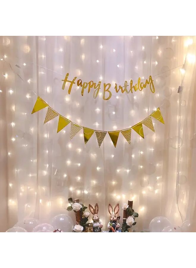 Golden Happy Birthday Banner Garlands 2 Pack Paper Party Decorations for Weddings - Image 2
