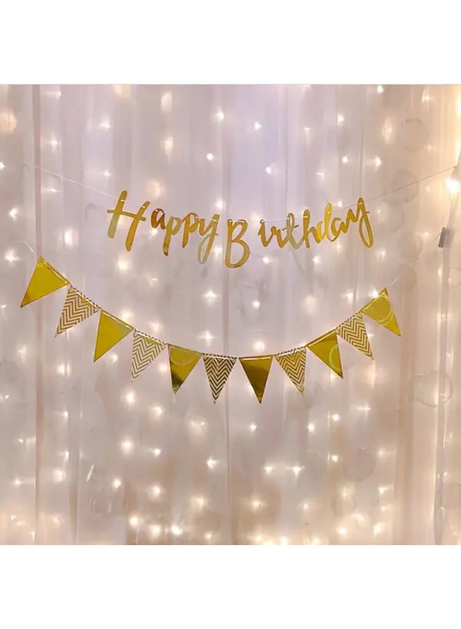 Golden Happy Birthday Banner Garlands 2 Pack Paper Party Decorations for Weddings - Image 4
