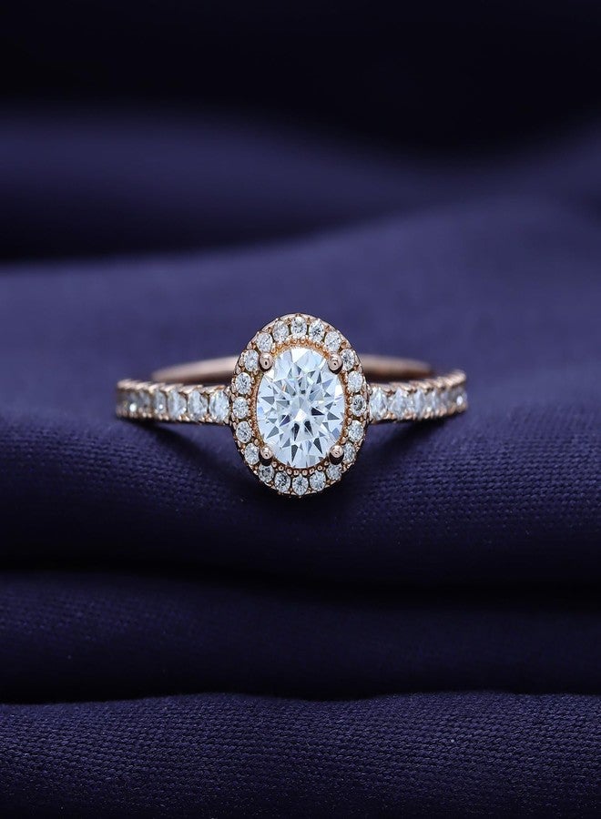 SAVEARTH DIAMONDS 18K Rose Gold Plated Halo Ring | Center 5MM Moissanite Diamond Ring for Women | Round Engagement Promise Rings for Her (0.70 Ctw) Ring Size-7 - Image 3