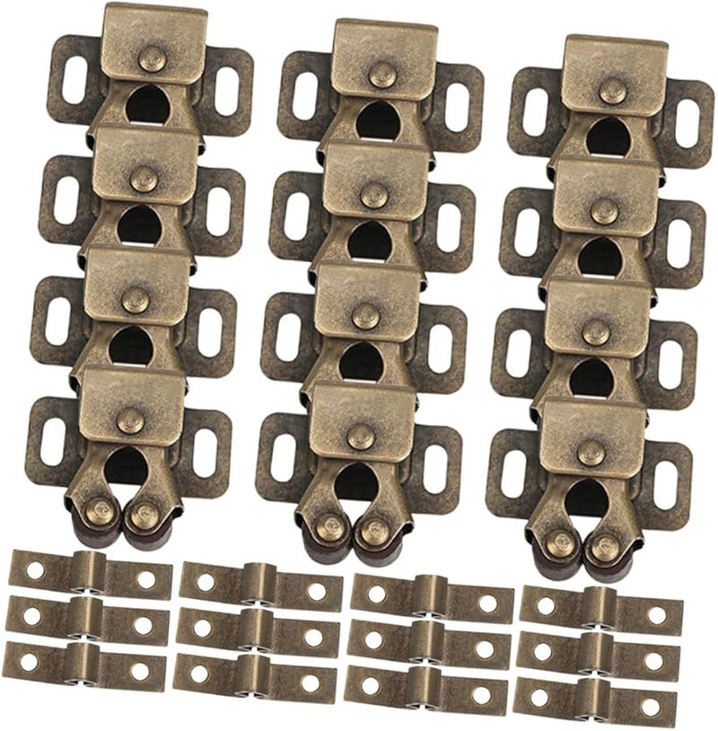 مشابك خزانة ذات دعامة مزدوجة ذات تشطيب عتيق 20 قطعة مشابك أبواب خزانة بنابض محمل - Image 1