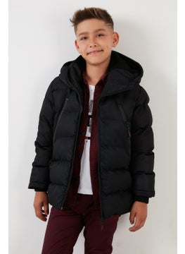 Lela Plush Lined Hooded Puffer Coat with Zipper Pockets Boys' Coat 5760040  - Image 2