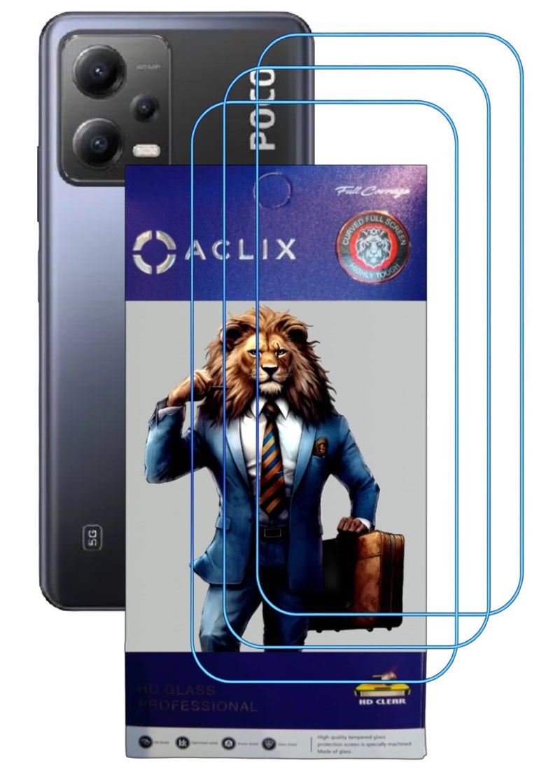 ACLIX 3 Pieces Antistatic ESD Dustproof Premium Quality High Definition Clear Tempered Glass Screen Protector Designed For Xiaomi Poco X5 - Image 1