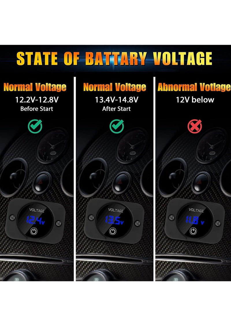 Excefore 12V Voltage Gauge with Touch Switch Digital Display, Volt Gauge, 12V/24V Car Voltmeter LED Digital Display, Waterproof Voltmeter Panel for Boat,Marine,Vehicle,Motorcycle,Truck,Car(Upgraded)  - Image 3