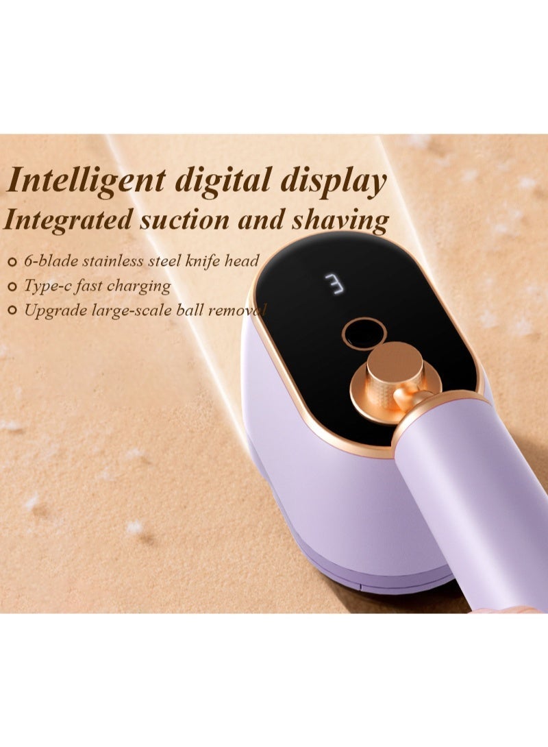 Lint Remover, 6-Blade Rechargeable Fabric Shaver with Suction, 3-Speed Smart Display for Sweaters and Coats, Home and Travel Use - Image 3