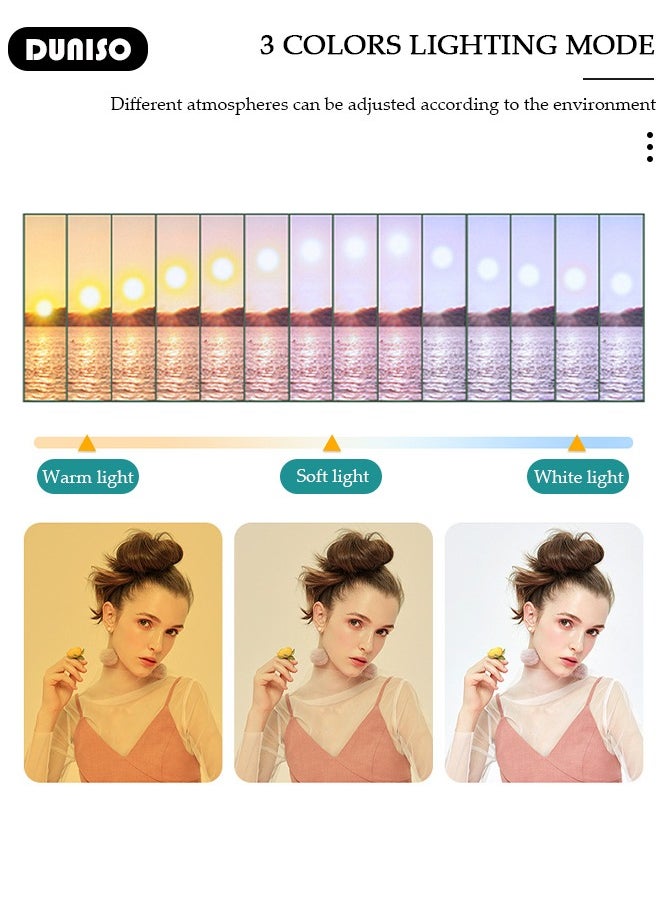 DUNISO - Selfie Ring Light with Extendable Floor Tripod and Phone Holder, Dimmable LED Beauty Camera Ring light with 360 Degrees Shooting Arm for Makeup, Photo Selfie, Video Recording, Live Streaming - Image 1