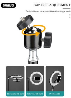 DUNISO Selfie Ring Light with Extendable Floor Tripod and Phone Holder, Dimmable LED Beauty Camera Ring light with 360 Degrees Shooting Arm for Makeup, Photo Selfie, Video Recording, Live Streaming  - Image 2