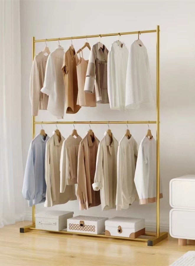 Kutis Metal Clothes Organizer Double Rod Clothing Garment Rack Stand Golden 120x40x185 cm - Image 1