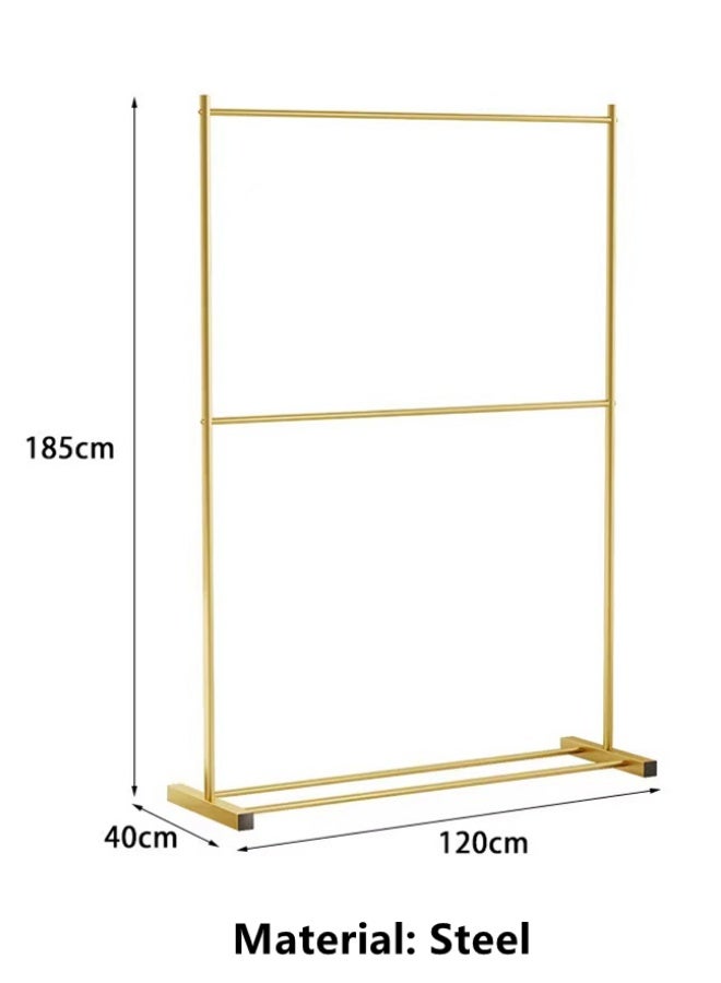 Kutis Metal Clothes Organizer Double Rod Clothing Garment Rack Stand Golden 120x40x185 cm - Image 5