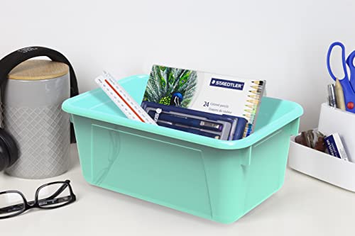 Storex Small Cubby Bins, Pack of 5, 12.2 x 7.8 x 5.1 Inches, Teal (62420U05C) - Image 3