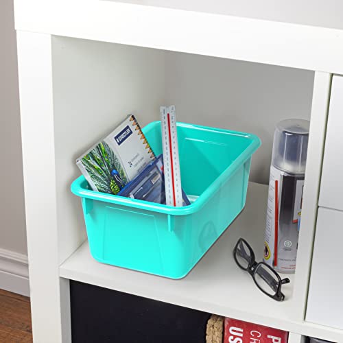 Storex Small Cubby Bins, Pack of 5, 12.2 x 7.8 x 5.1 Inches, Teal (62420U05C) - Image 4