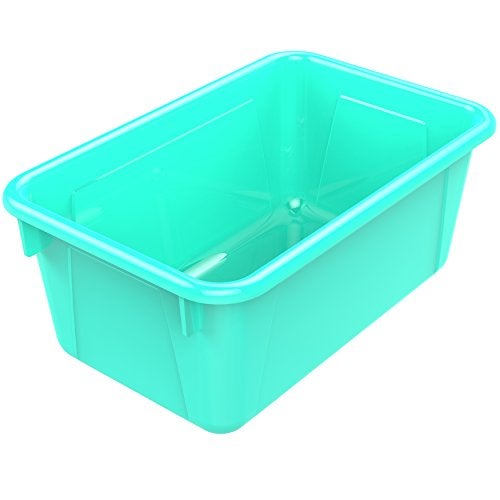 Storex Small Cubby Bins, Pack of 5, 12.2 x 7.8 x 5.1 Inches, Teal (62420U05C) - Image 2