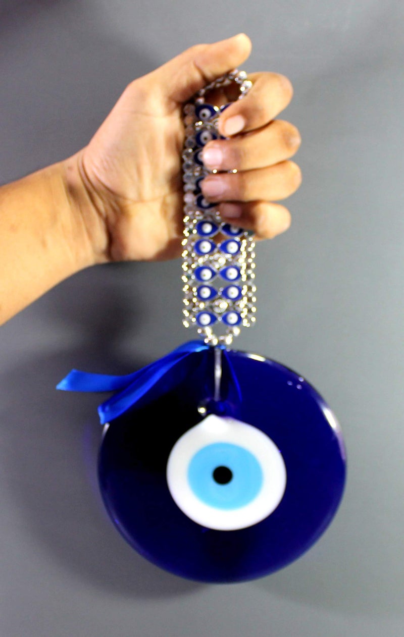 ESPLANADE Glass Evil Eye Car Door Hanging for Good Luck and Prosperity (Blue, Big) - Image 5