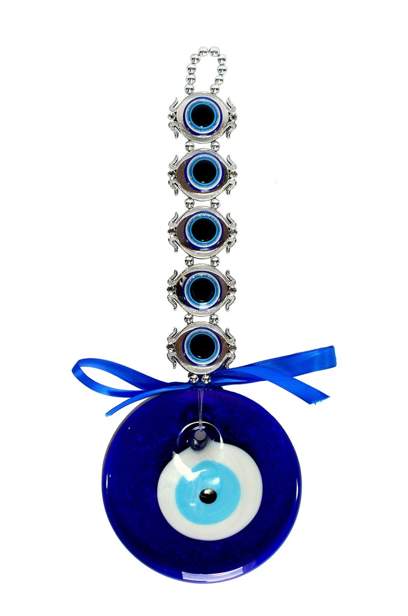 ESPLANADE Glass Evil Eye Car Door Hanging for Good Luck and Prosperity (Blue, Big) - Image 1