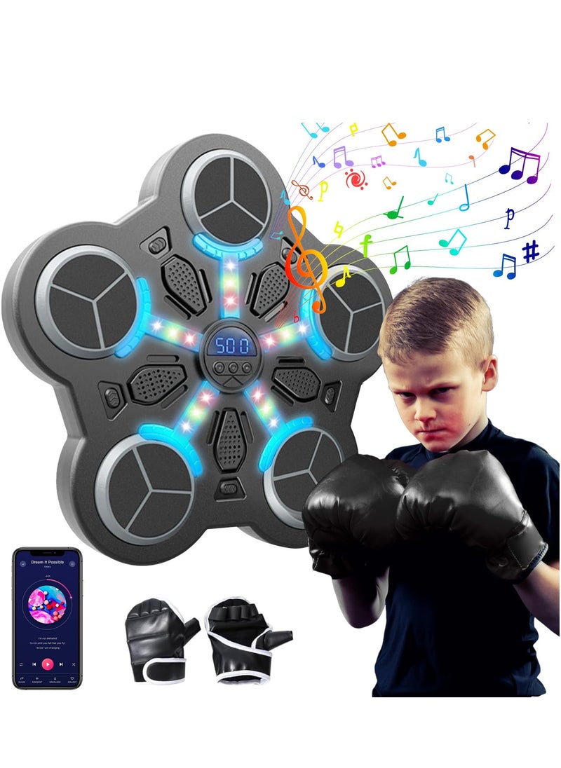 XiuWoo Machine de boxe musicale murale avec gants de boxe, 3 vitesses et lumière LED, machine de boxe intelligente Bluetooth, machine de boxe pour enfants et adultes  - Image 1