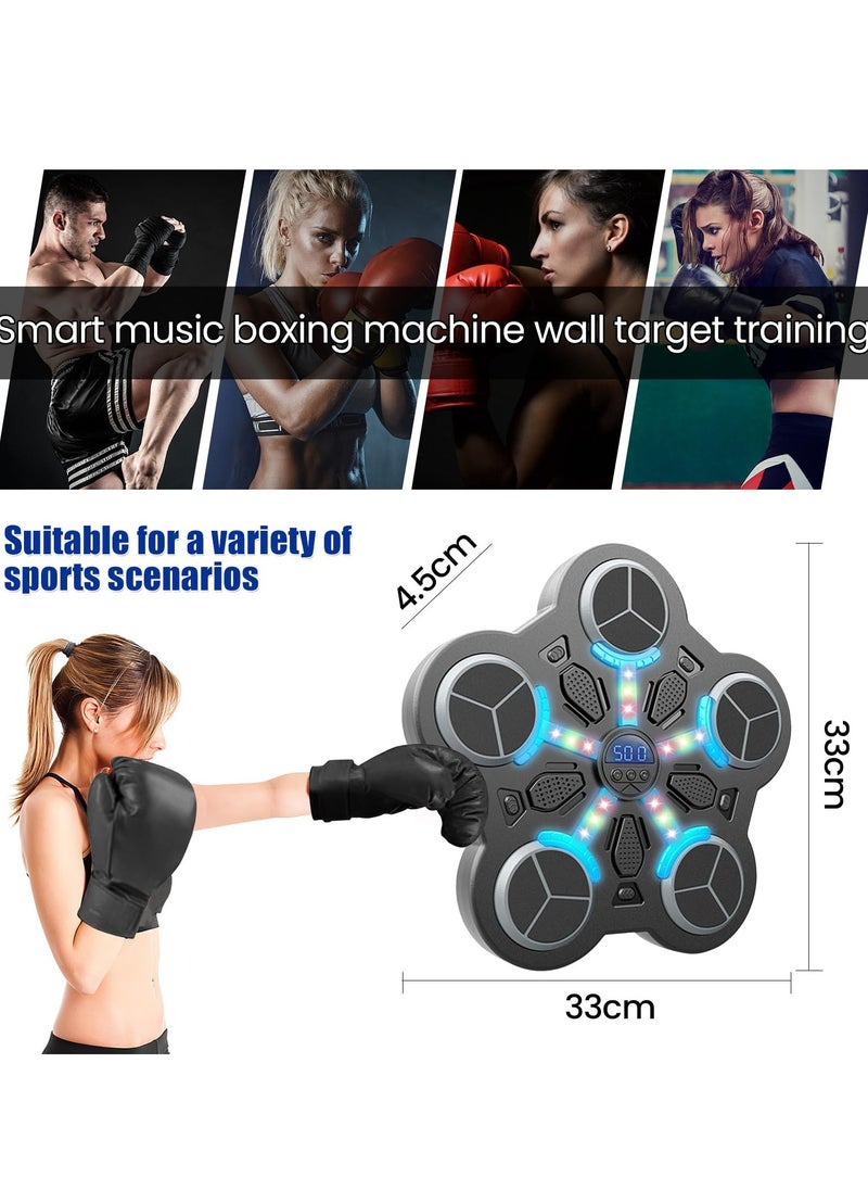 XiuWoo Machine de boxe musicale murale avec gants de boxe, 3 vitesses et lumière LED, machine de boxe intelligente Bluetooth, machine de boxe pour enfants et adultes  - Image 2