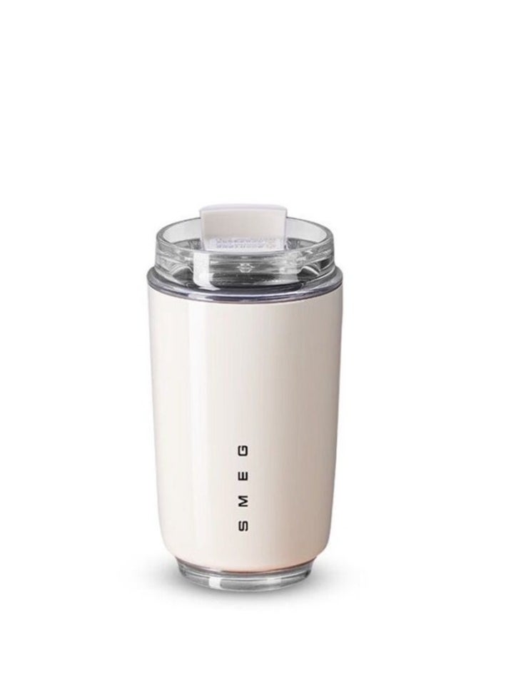 smeg Travel Coffee Mug, 240ml Insulated Drinking Cup with Leakproof Lid, Long Lasting Coffee Mug with Lid and Straw, Travel Coffee Thermos White  - Image 1