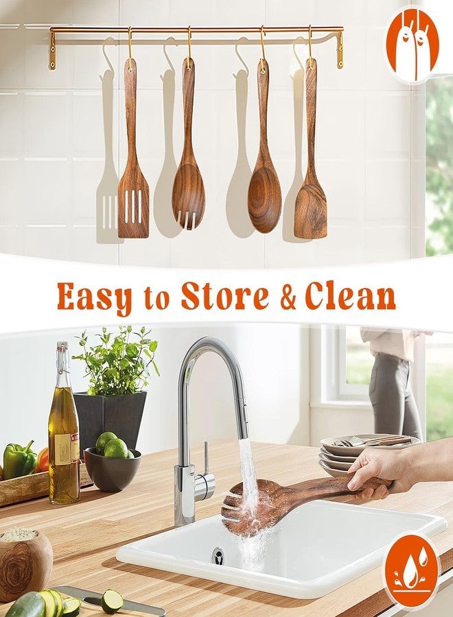 MemoGem Wooden Spoons for Cooking, Smooth Finish Acacia Wooden Utensils for Cooking, Non-Stick Wooden Cooking Utensils for Kitchen Cookware, 4Packs - Image 5