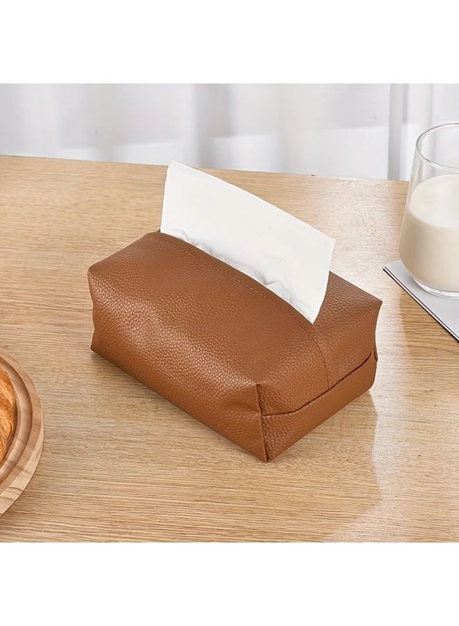 Grey Faux Leather Tissue Box Modern Square Storage Container For Bathroom Living Room - Image 2