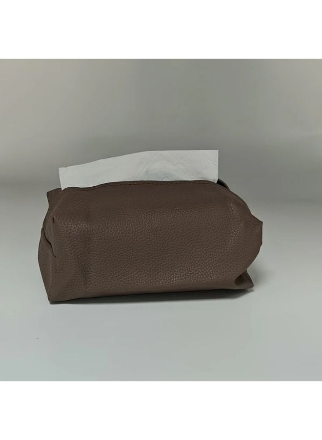 Grey Faux Leather Tissue Box Modern Square Storage Container For Bathroom Living Room - Image 1