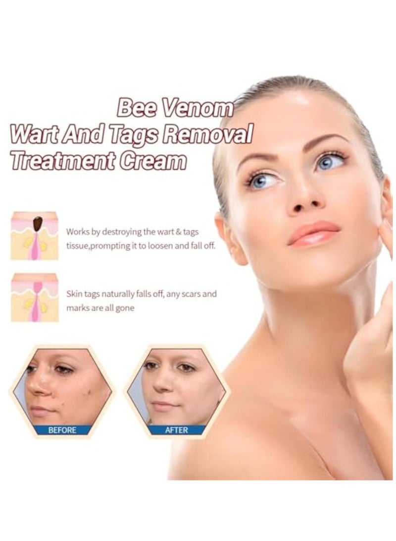 KASTWAVE 2Pcs Bee Venom Skin Care Cream, Bee Venom Wart and Tag Remover, Natural Skin Tag Remover, Skin Tag Remover for Face& Hands& Body, Bee Venom Mole and Wart Treatment Cream, Tag Recede Bee Venom for Skin  - Image 2