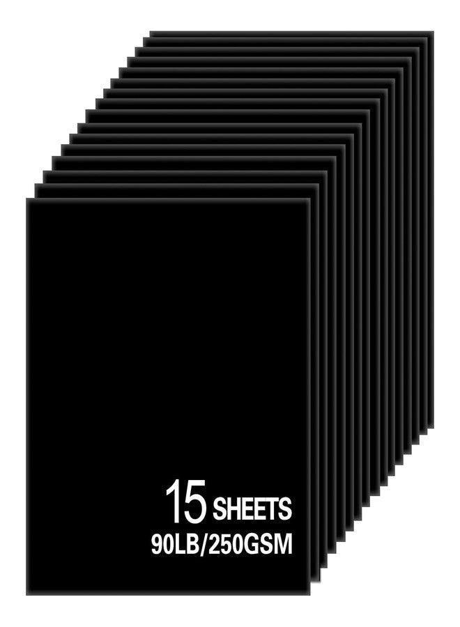 Bonmiy 15Sheets Black Cardstock Paper, 12x12 Card stock for Cricut, Thick Construction Paper for Card Making, Scrapbooking, Craft 90 lb / 250 gsm (Black) - Image 1