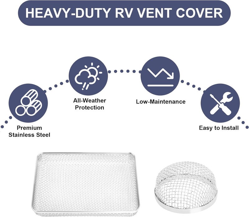 Wadoy RV Furnace Vent Screen, Flying Insect Screen, 3-Pack Stainless Steel Mesh RV Bug Screens for Vents with Installation Tool - Image 4