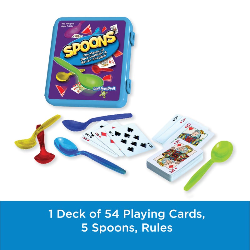 PlayMonster Spoons in a Case, Card Games for Kids - Spoons Game, Deck of Cards, Fun Family Games for Kids and Adults, Playing Cards, Game Night, Travel Games, 3-6 Multi-Player Card Game, Games for Adults, Ages 7+ - Image 3