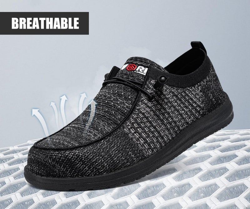 LARNMERN Slip On Steel Toe Shoes Men Lightweight Comfortable Lounging Walking Sneakers Safety Work Steel Toe Loafers(11 Men, Night Grey) - Image 5