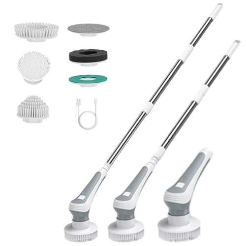 NexLev Spin Scrubber|6 Scrubbing Heads| For Kitchen, Bathroom, Tub, Glass | Complete cleaning tool for Home, Office & Car| 90 min runtime | 2600 mAh | Cordless Type C | 2 Modes|Adjustable Handle|SS-02 - Image 1