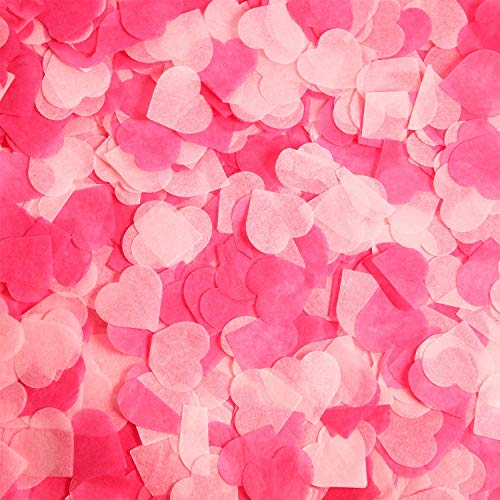 Confetti! Valentine's Day Heart Shape Tissue Confetti 1000 Pcs / 10-15 grm Paper Table Confetti for Valentine's Day, Wedding Party, Baby Shower and Balloon Decorations, 1 inch (Rose Red, Peach) - Image 2