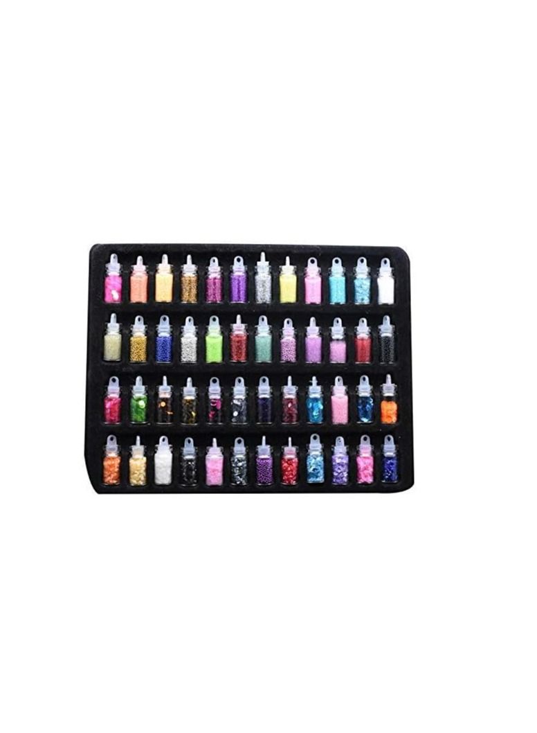 أوريتي Oriti 48 زجاجة لامعة هز جرة se لامعة مسحوق الترتر لصنع الوحل ، ثلاثي الأبعاد زخرفة فن الأظافر ، العين الشعر الوجه ماكياج الجسم ، الهواتف ، البطاقات ، دفتر القصاصات ، دعوة الحفلة - Image 4