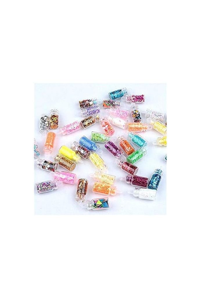 أوريتي Oriti 48 زجاجة لامعة هز جرة se لامعة مسحوق الترتر لصنع الوحل ، ثلاثي الأبعاد زخرفة فن الأظافر ، العين الشعر الوجه ماكياج الجسم ، الهواتف ، البطاقات ، دفتر القصاصات ، دعوة الحفلة - Image 5