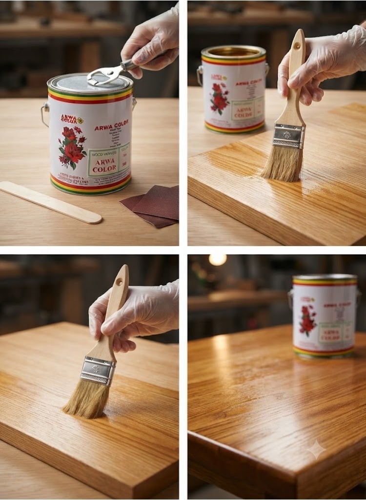 Arwa Color Wood Varnish for Furniture Wooden Hardware (1 US Gallon MEDIUM OAK 507) - Image 2