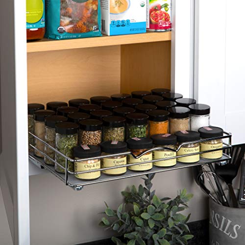 HOLDN’ STORAGE Pull Out Cabinet Organizer for Spices, Cans - Heavy Duty with Lifetime Limited Warranty- Pull Out Spice Rack- Cabinet Pull Out Shelf for Cans,Dishes, Etc, 14-3/8"Wx 10-1/2"D x 2-3/4” H, Chrome - Image 3