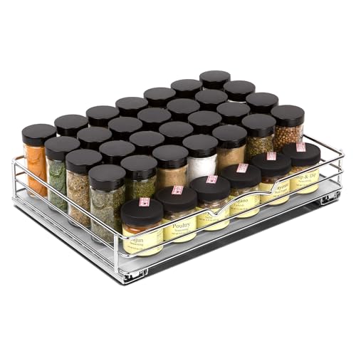 HOLDN’ STORAGE Pull Out Cabinet Organizer for Spices, Cans - Heavy Duty with Lifetime Limited Warranty- Pull Out Spice Rack- Cabinet Pull Out Shelf for Cans,Dishes, Etc, 14-3/8"Wx 10-1/2"D x 2-3/4” H, Chrome - Image 1