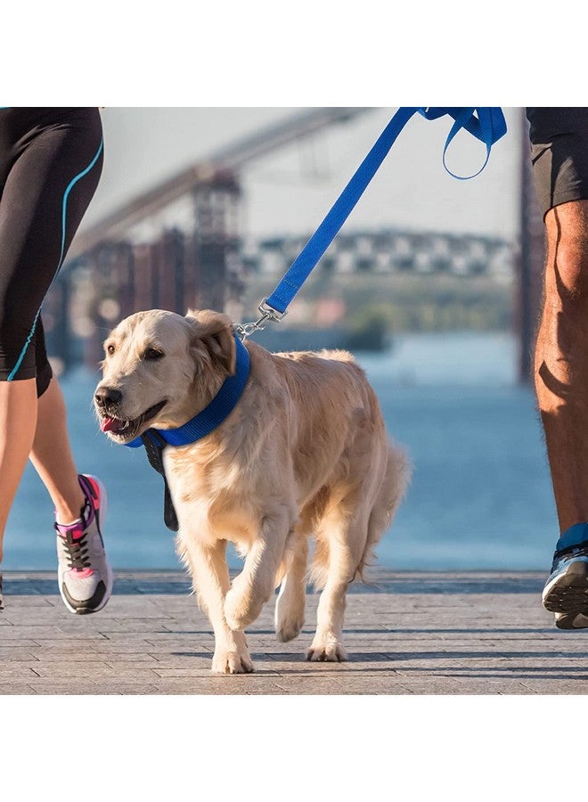 Nylon Dog Collar And Leash Set For Dog, Adjustable Collar Leash Set Buckle Safety For Small Medium Dogs Walking Running Training 15 Mm (Blue)