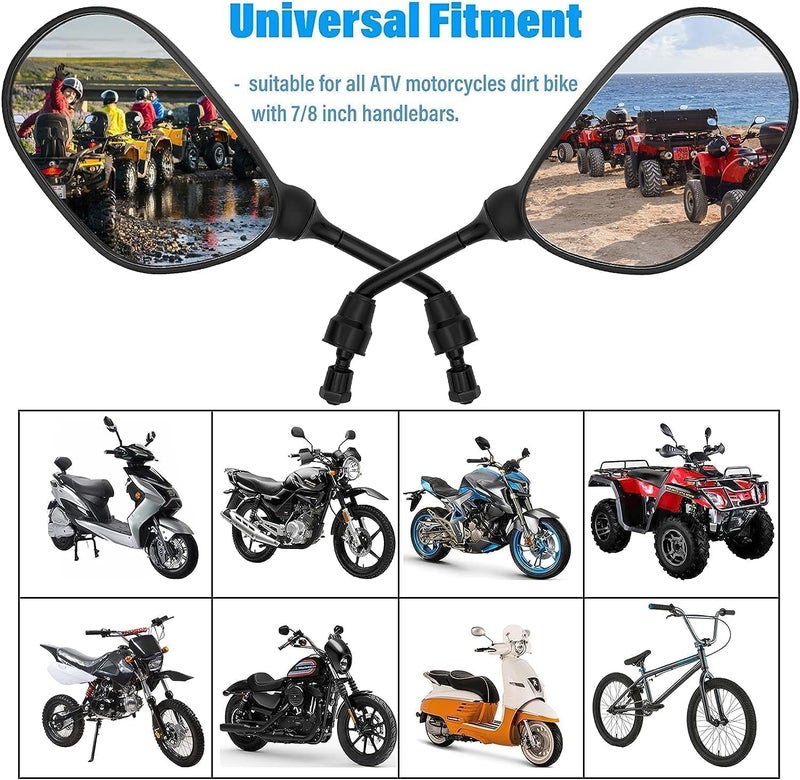 Coolboyer 1Pair Motorcycle Rear View Mirrors with 360 Degrees Adjustment - Image 4