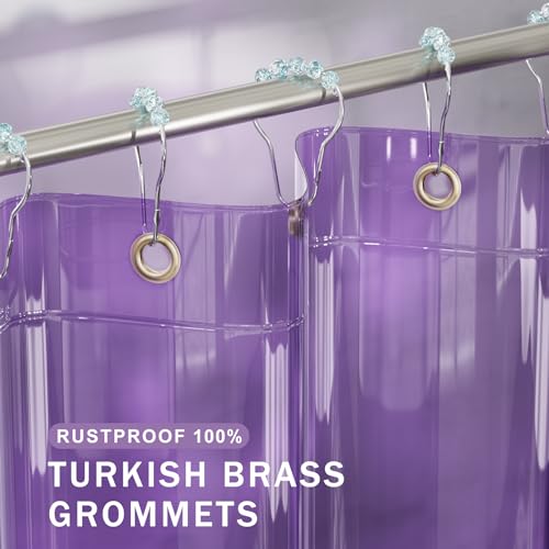 AmazerBath Purple Shower Curtain Liner Luxury, EVA Soft Clear Heavy Duty Shower Curtain and Liner 2-in-1, 72x72 Plastic Weighted Bathroom Liner, 12 Rustproof Grommets & 3 Heavyweight Stones - Image 3