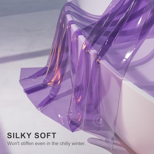 AmazerBath Purple Shower Curtain Liner Luxury, EVA Soft Clear Heavy Duty Shower Curtain and Liner 2-in-1, 72x72 Plastic Weighted Bathroom Liner, 12 Rustproof Grommets & 3 Heavyweight Stones - Image 2