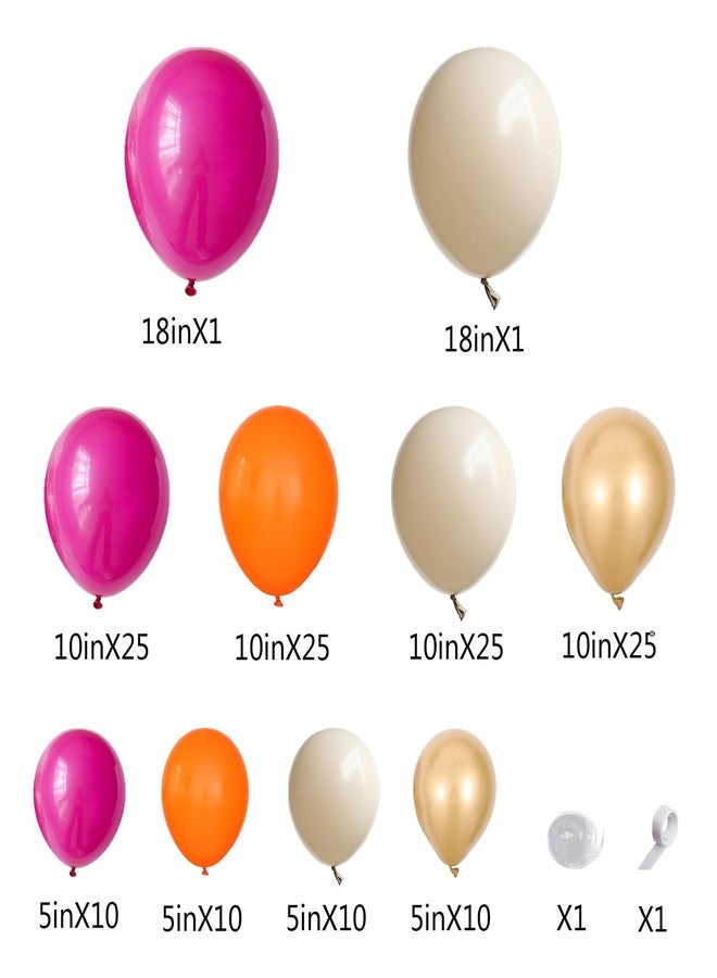 Tesochye 144Pcs Hot Pink and Orange Balloon Arch Garland Kit,Bright Pastel Pink Orange White Sand Metallic Gold Balloons for Boho Birthday Hawaii Tropical Baby Bridal Shower Wedding Party Decorations - Image 2