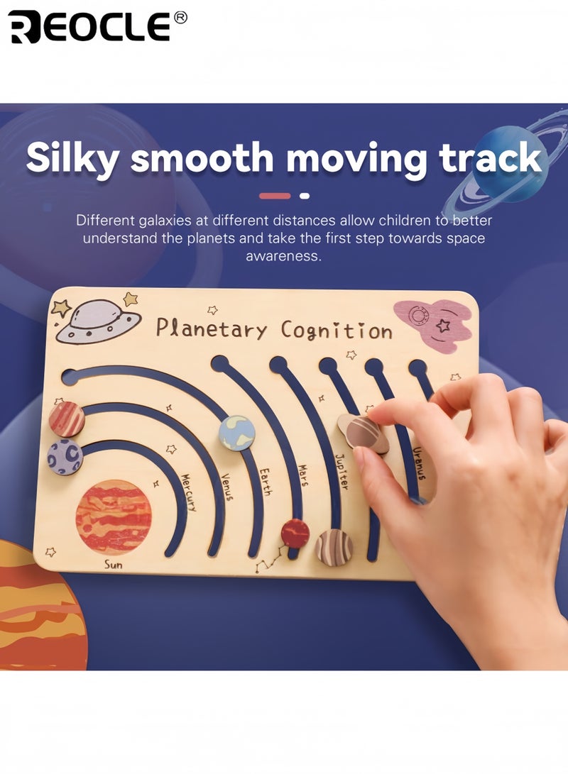 ريوكل نموذج نظام الشمس الخشبي للأطفال مع ثمانية كواكب وأداة تعلم المدارات - لعبة تعليمية للعلوم للأطفال لاستكشاف STEM - Image 4