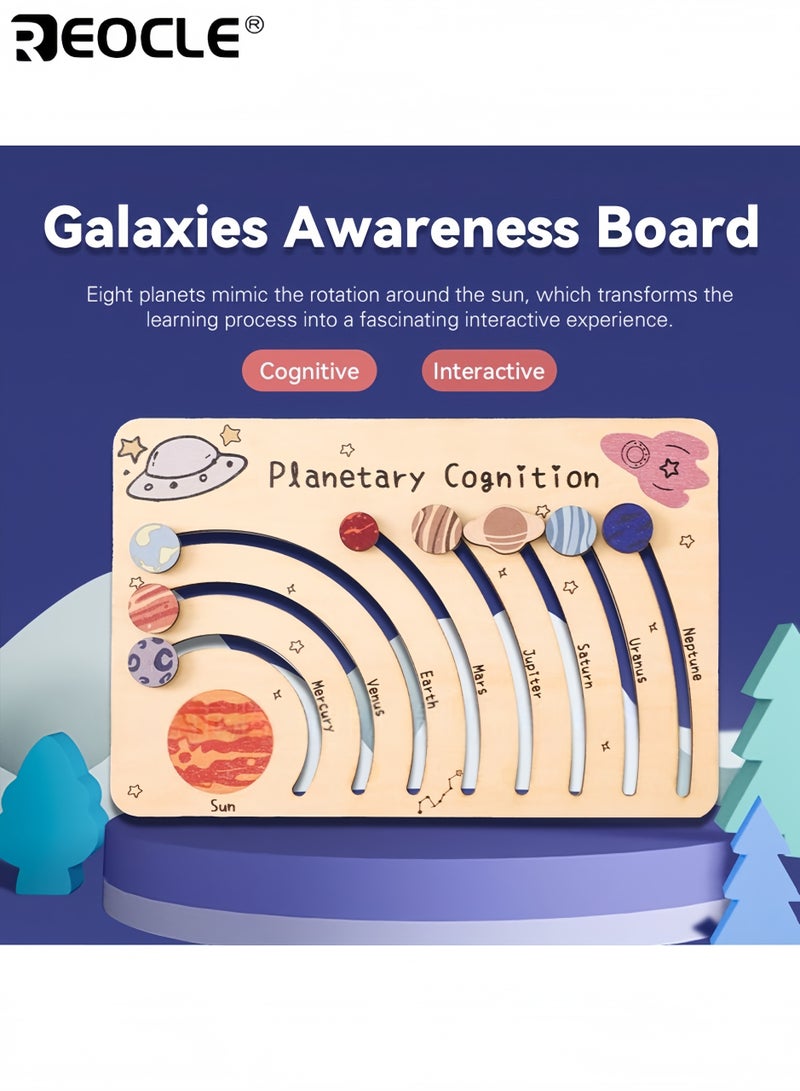 ريوكل نموذج نظام الشمس الخشبي للأطفال مع ثمانية كواكب وأداة تعلم المدارات - لعبة تعليمية للعلوم للأطفال لاستكشاف STEM - Image 2