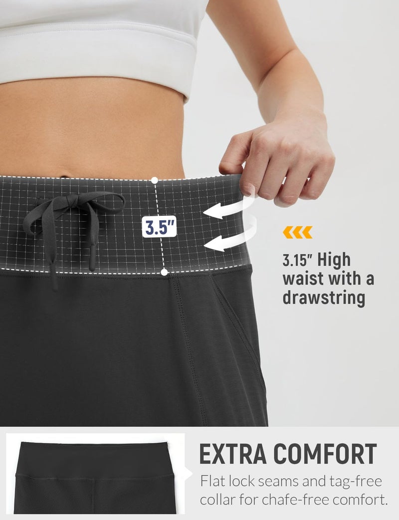 baleaf Women's 16" Hiking Cargo Skort Skirt High Waisted with Pockets Golf Workout UPF 50+ Sun Protection Quick Dry Dressy Casual Black M - Image 5